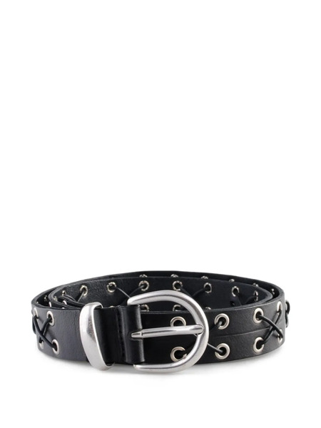  Molebo Eyelet Leather Belt - Black 