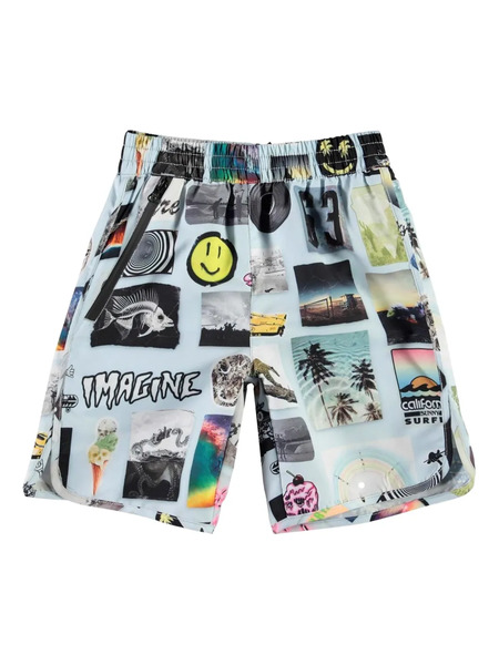  Molo Collage-print Swim Shorts - Blue 