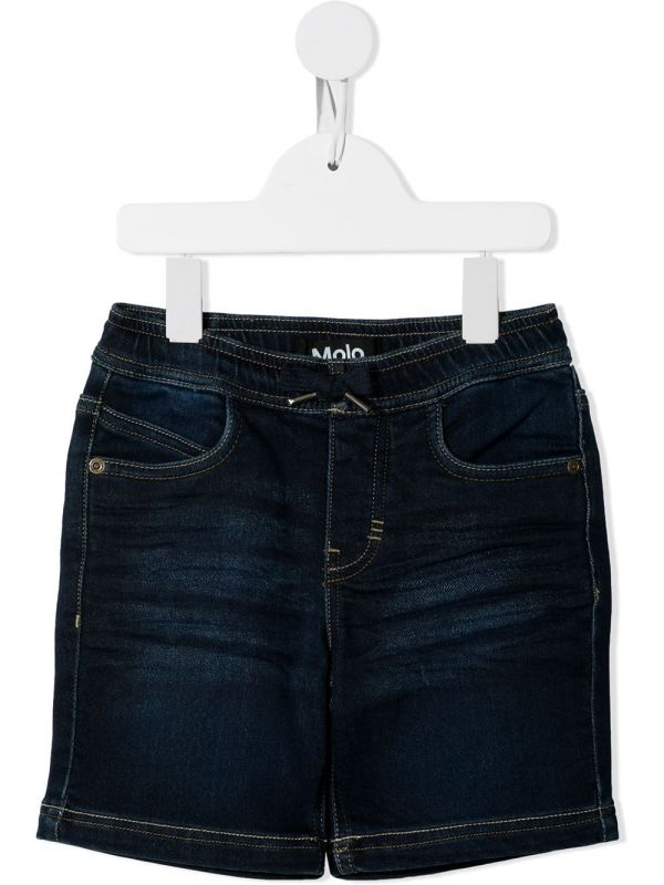  Molo Logo-patch Denim Shorts - Blue 