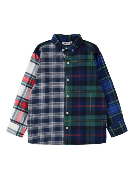  Molo Patchwork Checked Shirt - Blue 