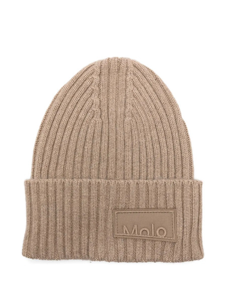  Molo Ribbed Logo-patch Beanie Hat - Neutrals 