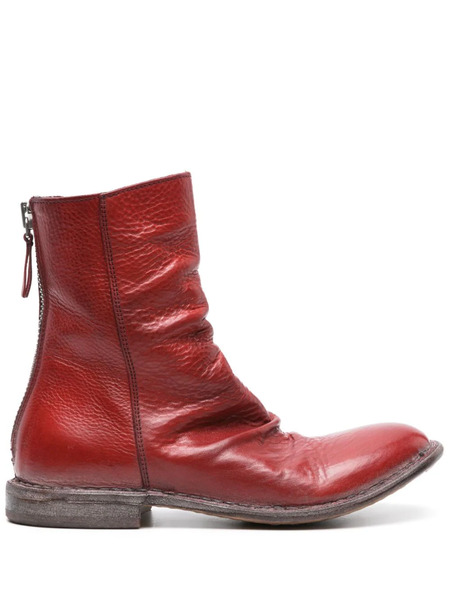  Moma Distressed Leather Ankle Boots - Red 