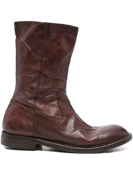  Moma Leather Zip Boots - Brown 