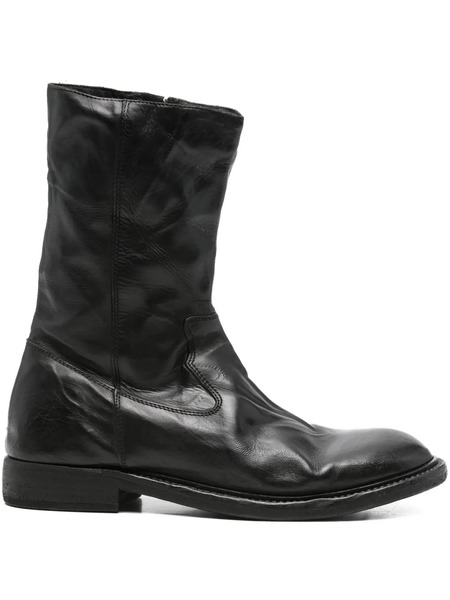  Moma Word Leather Ankle Boots - Black 