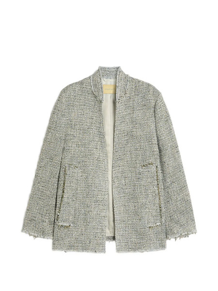  Momoni Catalina Frayed Collarless Jacket - Grey 