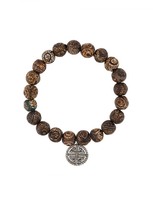  Monan Beaded Diamond Charm Bracelet - Brown 