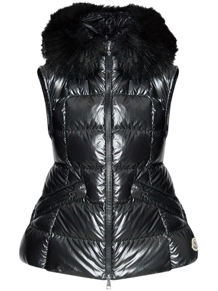 Moncler Anse Shearling-collar Down Vest - Black 