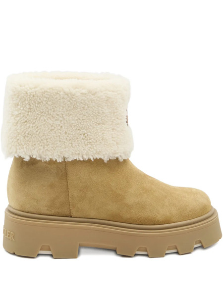  Moncler Aurea Shearling Logo Patch Boots - Neutrals 