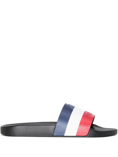  Moncler Basile Striped Flat Slides - Blue 