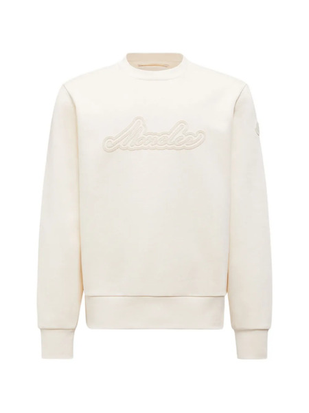  Moncler Cursive Logo Cotton Sweatshirt - Neutrals 