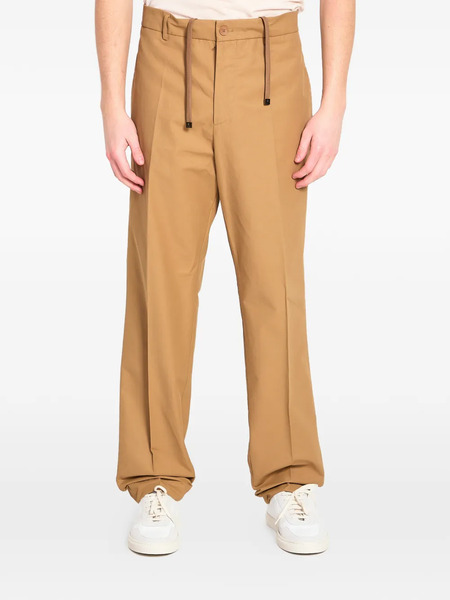 Moncler Drawstring Leather Logo Patch Trousers - Neutrals 