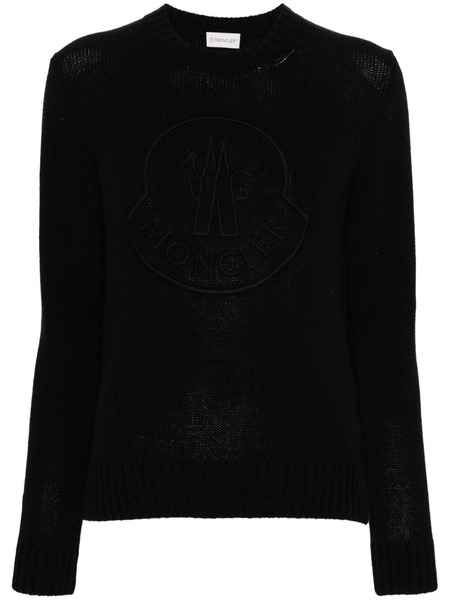  Moncler Embroidered-logo Crew-neck Jumper - Black 