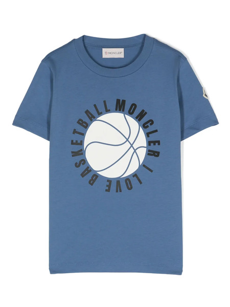  Moncler Enfant Basketball-print Cotton T-shirt - Blue 