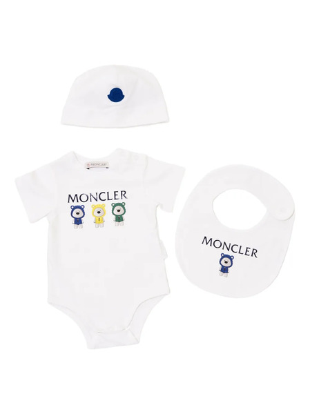  Moncler Enfant Bear-print Baby Set - White 