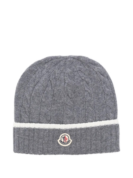  Moncler Enfant Cable-knit Beanie - Grey 