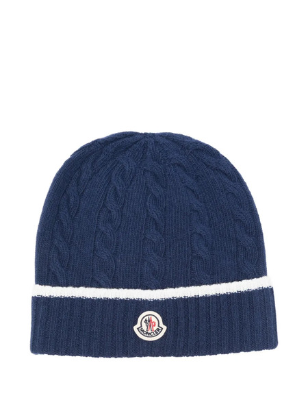  Moncler Enfant Cable-knit Wool Beanie - Blue 