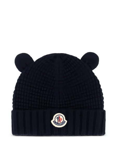  Moncler Enfant Ear Logo-patch Beanie Hat - Blue 