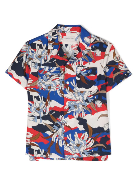  Moncler Enfant Floral-print Cotton Shirt - Blue 