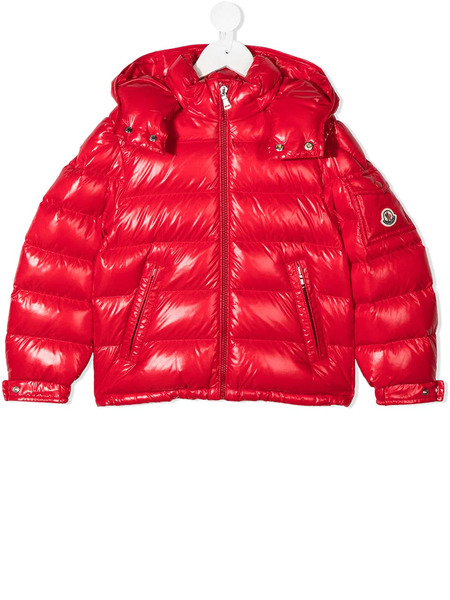  Moncler Enfant Glossy Puffer Coat - Red 