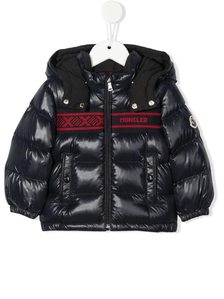  Moncler Enfant Logo Knit-panel Padded Jacket - Blue 