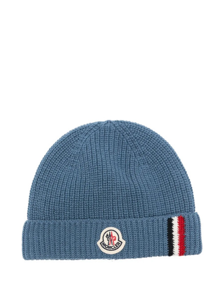 Moncler Enfant Logo-patch Beanie - Blue 