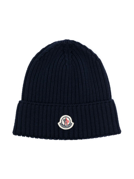 Moncler Enfant Logo-patch Beanie Hat - Blue 