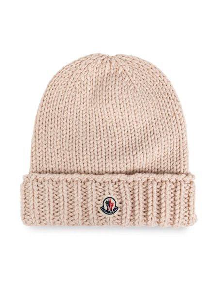  Moncler Enfant Logo Patch Beanie - Neutrals 