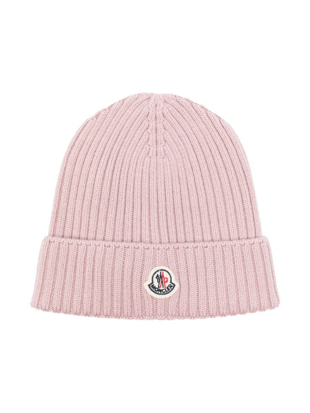  Moncler Enfant Logo-patch Ribbed Beanie - Pink 