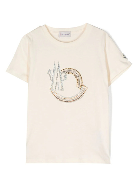  Moncler Enfant Logo-print Cotton T-shirt - Neutrals 