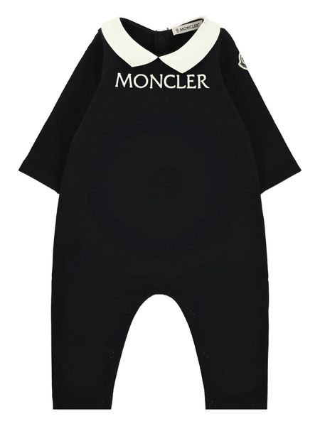  Moncler Enfant Peter Pan Collar Logo Romper - Blue 