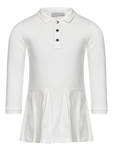  Moncler Enfant Pleated Polo Dress - White 