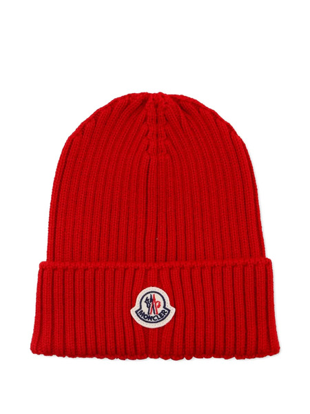  Moncler Enfant Ribbed Beanie - Red 