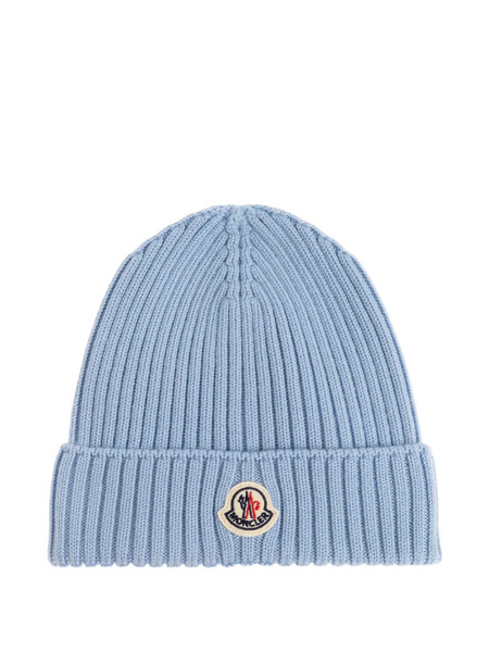  Moncler Enfant Ribbed Logo-patch Beanie Hat - Blue 