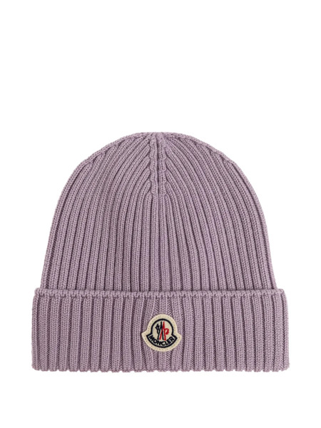  Moncler Enfant Ribbed Logo-patch Beanie Hat - Purple 