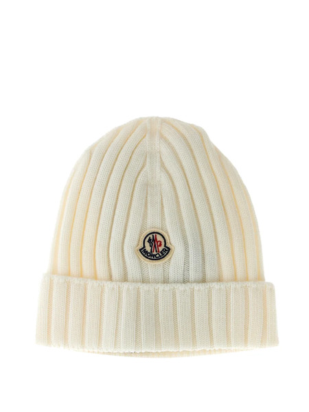  Moncler Enfant Ribbed Logo-patch Knitted Hat - Neutrals 