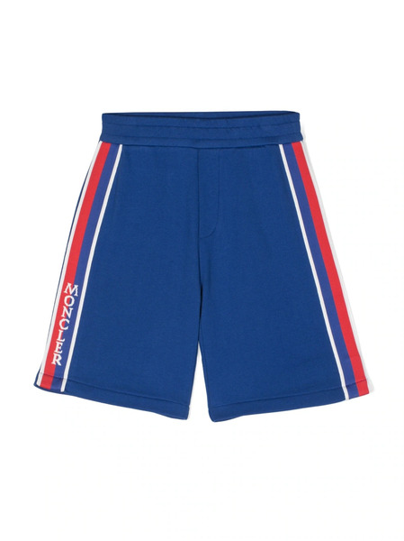  Moncler Enfant Stripe-detail Cotton Shorts - Blue 