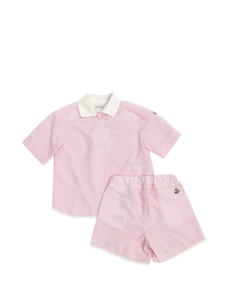  Moncler Enfant Striped Collared Top - Pink 