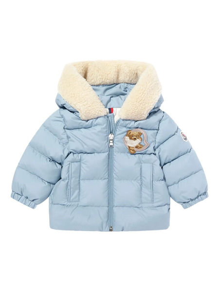  Moncler Enfant Teddy-patch Hooded Coat - Blue 
