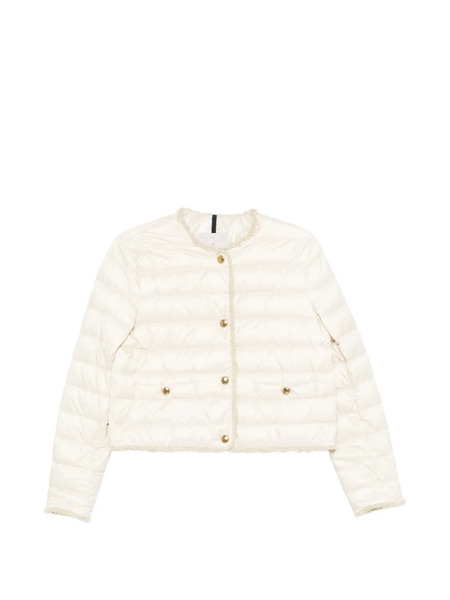  Moncler Fleurs Bouclé-trim Jacket - Neutrals 