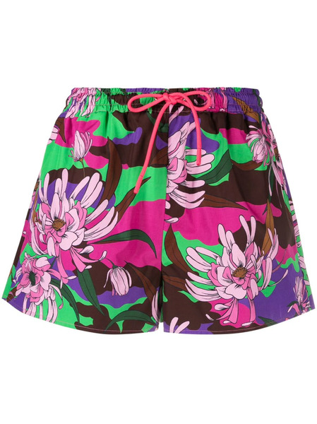  Moncler Floral-print Drawstring Shorts - Pink 