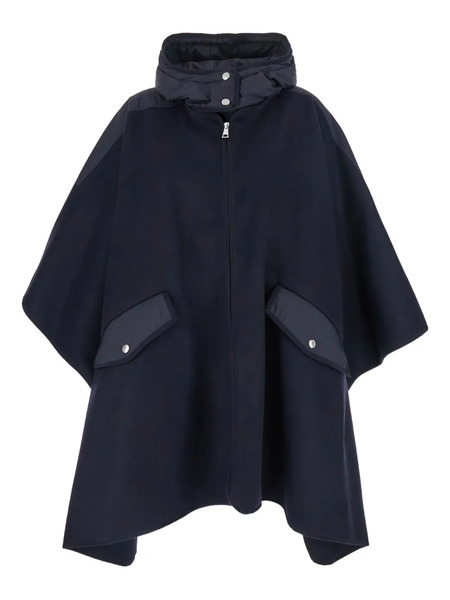  Moncler Front-pocket Hooded Cape - Blue 