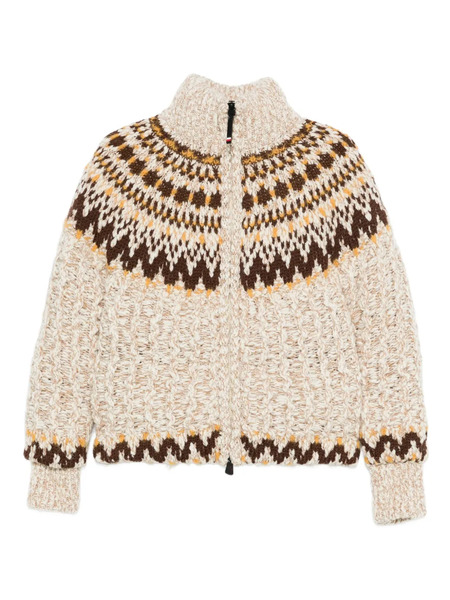  Moncler Grenoble Patterned Zip Cardigan - Neutrals 