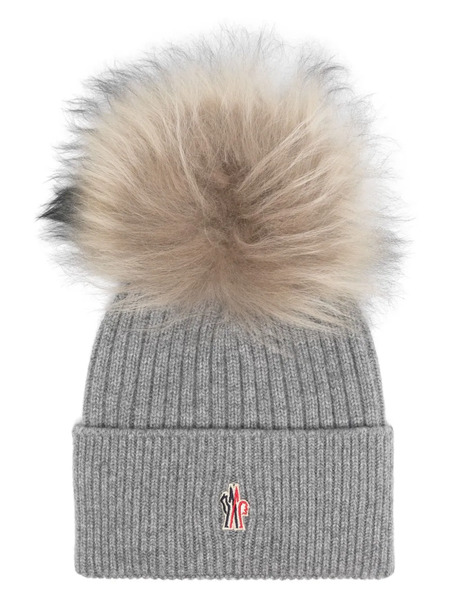  Moncler Grenoble Pompom Beanie Hat - Grey 