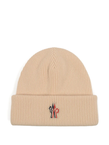  Moncler Grenoble Ribbed Logo-patch Beanie Hats - Neutrals 