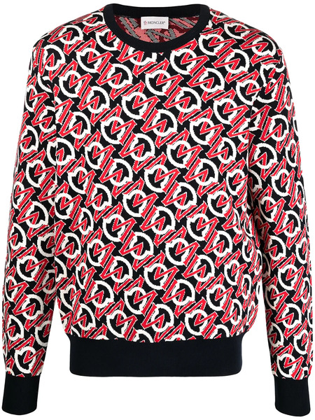  Moncler Jacquard-logo Crew-neck Jumper - Blue 