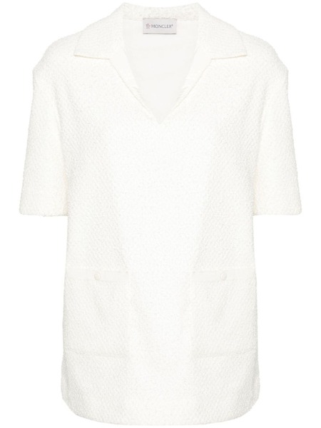  Moncler Logo-appliqué Textured Top - Neutrals 