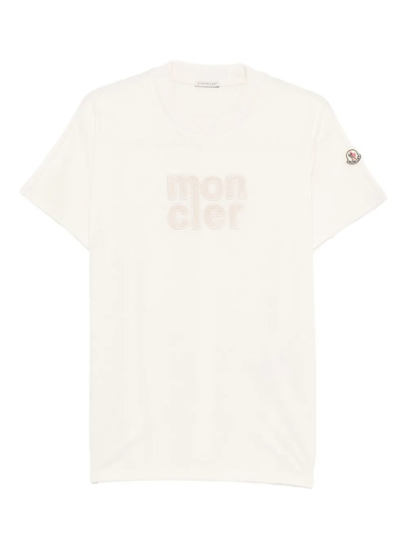  Moncler Logo-embroidered T-shirt - Neutrals 