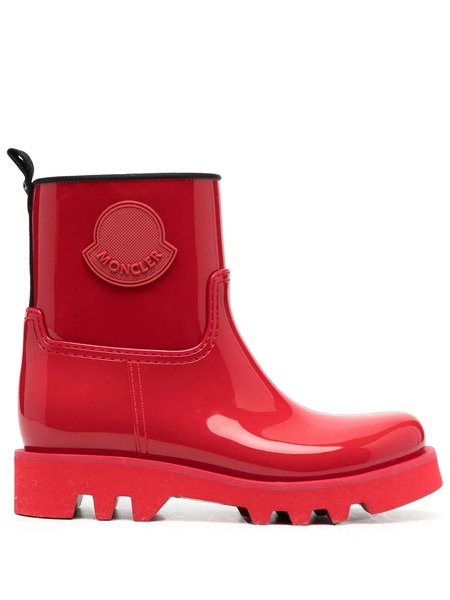  Moncler Logo-patch Ankle Boots - Red 