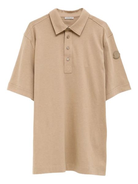  Moncler Logo-patch Button Polo Shirt - Neutrals 