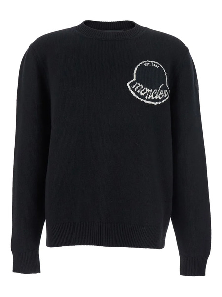  Moncler Logo-patch Crew-neck Sweater - Black 